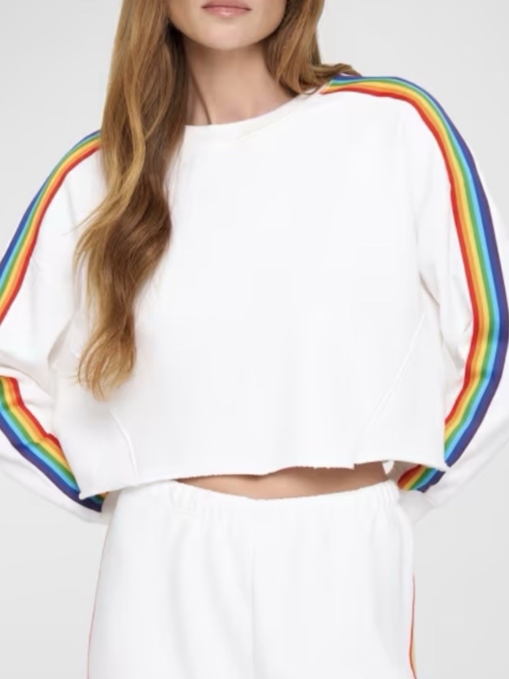 Spiritual Gangster Size XL Rainbow Cropped Pullover White Be The Light NWT $148